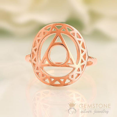 14KT ROSE GOLD -THROAT CHAKRA RING - Gemstone Silver Jewelry