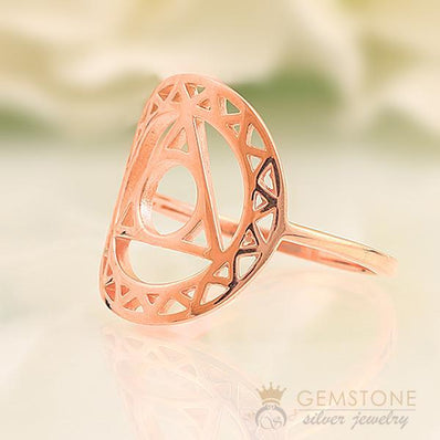 14KT ROSE GOLD -THROAT CHAKRA RING - Gemstone Silver Jewelry
