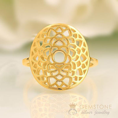 14KT YELLOW GOLD -CROWN CHAKRA RING - Gemstone Silver Jewelry