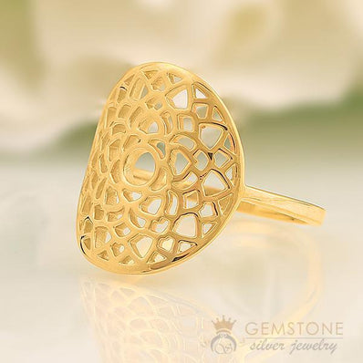 14KT YELLOW GOLD -CROWN CHAKRA RING - Gemstone Silver Jewelry