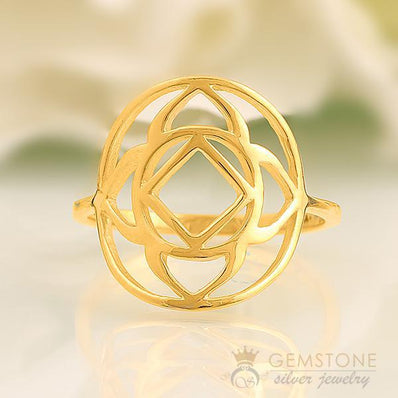 14KT YELLOW GOLD -BASE CHAKRA RING - Gemstone Silver Jewelry