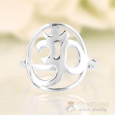 925 STERLING SILVER -OM GOOD KARMA CHAKRA RING - Gemstone Silver Jewelry
