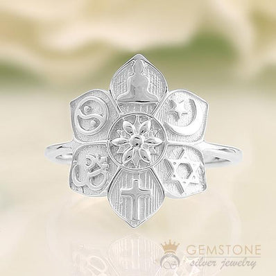925 STERLING SILVER -COEXIST GOOD KARMA CHAKRA RING - Gemstone Silver Jewelry
