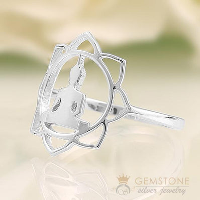 925 STERLING SILVER -BUDDHA GOOD KARMA CHAKRA RING - Gemstone Silver Jewelry