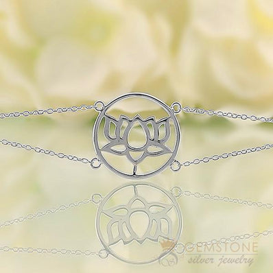 925 STERLING SILVER -LOTUS GOOD KARMA CHAKRA BRACELET - Gemstone Silver Jewelry