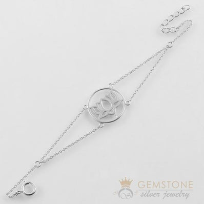 925 STERLING SILVER -LOTUS GOOD KARMA CHAKRA BRACELET - Gemstone Silver Jewelry