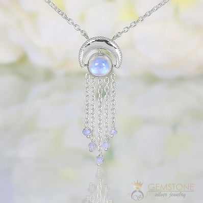 Moonstone Necklace-Celestial Waterfall - Gemstone Silver Jewelry