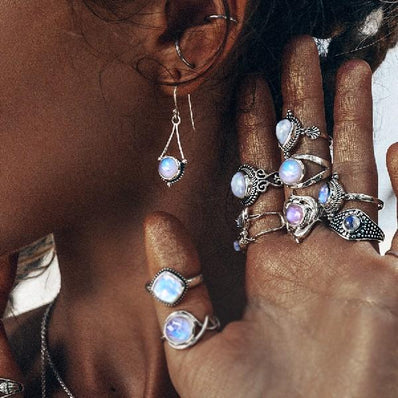 Moonstone Earring-Lunar Pendulum - Gemstone Silver Jewelry