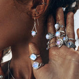 Moonstone Earring-Lunar Pendulum - gemstonesilverjewelryus