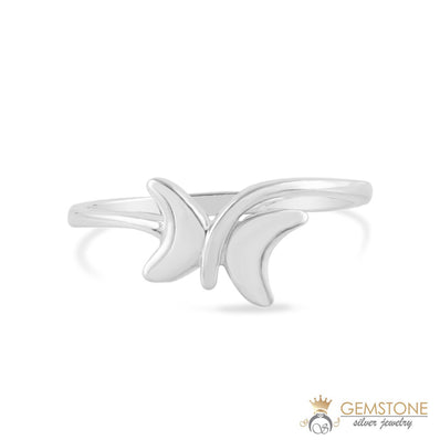 Silver Ring-Gleaming Butterfly