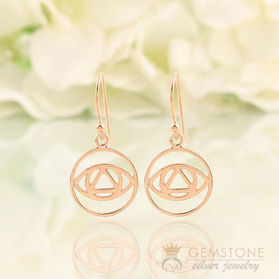 14KT ROSE GOLD -BROW CHAKRA EARRING - Gemstone Silver Jewelry