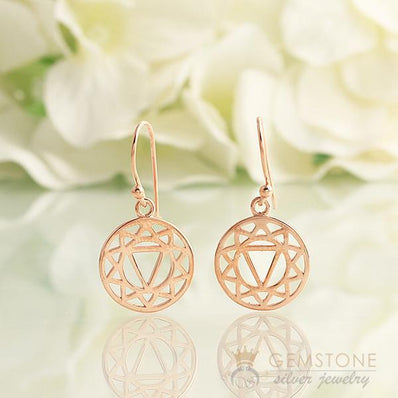 14KT ROSE GOLD -SOLAR PLEXUS CHAKRA EARRING - Gemstone Silver Jewelry