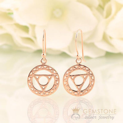 14KT ROSE GOLD -THROAT CHAKRA EARRING - Gemstone Silver Jewelry