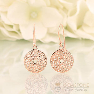 14KT ROSE GOLD -CROWN CHAKRA EARRING - Gemstone Silver Jewelry