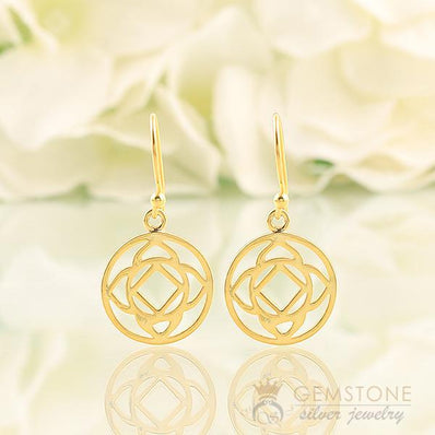 14KT YELLOW GOLD -BASE CHAKRA EARRING - Gemstone Silver Jewelry