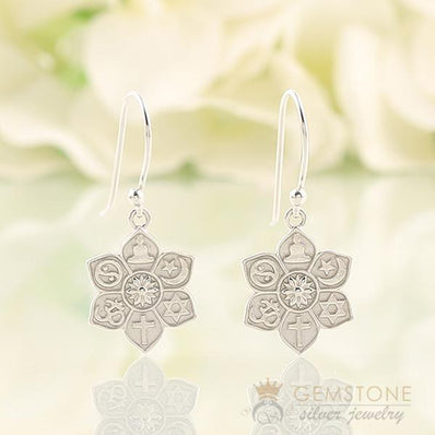 925 STERLING SILVER -COEXIST GOOD KARMA CHAKRA EARRING - Gemstone Silver Jewelry