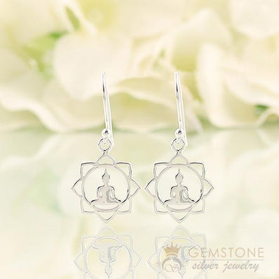 925 STERLING SILVER -BUDDHA GOOD KARMA CHAKRA EARRING - Gemstone Silver Jewelry
