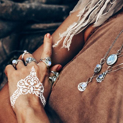 Moonstone Pendant-Silent Crescent - Gemstone Silver Jewelry