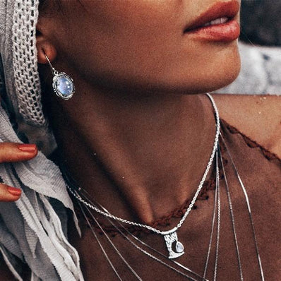 Moonstone Earring-Blue Moon - Gemstone Silver Jewelry