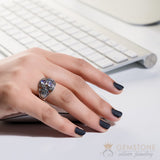 Moonstone Ring-Double Elegance - Gemstone Silver Jewelry