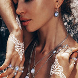 Moonstone Earring-Sun and Moon - gemstonesilverjewelryus