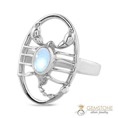 Moonstone Ring-Silver Scorpion
