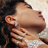 Moonstone Studs-Striking Portrait - gemstonesilverjewelryus