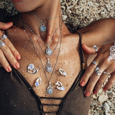 Moonstone Pendant-Ornamented Apollo - Gemstone Silver Jewelry