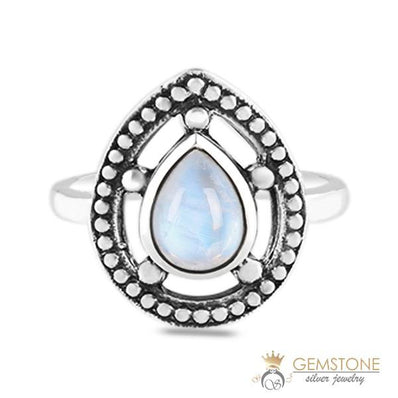 Moonstone Ring-Azure Drop