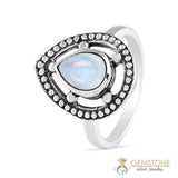 Moonstone Ring-Azure Drop