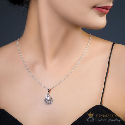 Moonstone Pendant-Flawless Hymn - Gemstone Silver Jewelry