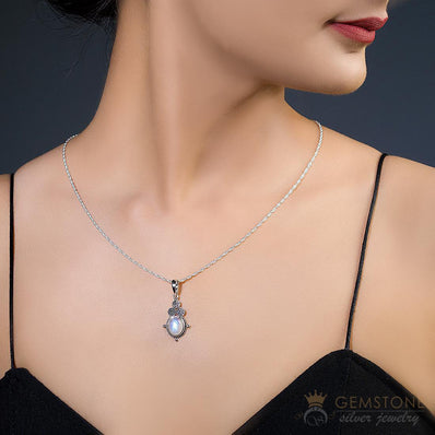 Moonstone Pendant-Circle Of Life - Gemstone Silver Jewelry