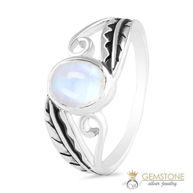 Moonstone Ring-Flowing Petals
