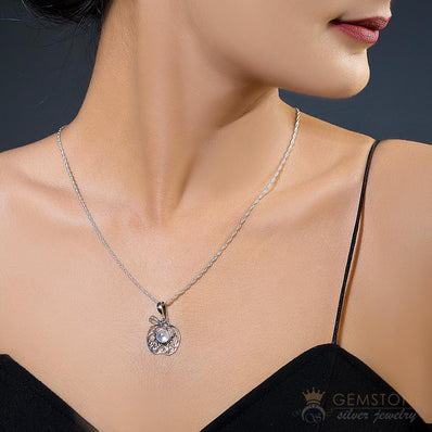 Moonstone Pendant-Forbidden Fruit - Gemstone Silver Jewelry