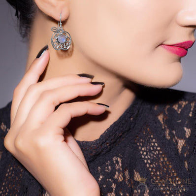 Moonstone Earring-Forbidden Fruit - Gemstone Silver Jewelry