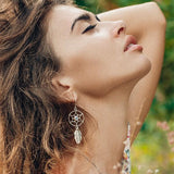 Moonstone Earring- Feather Dreams - gemstonesilverjewelryus