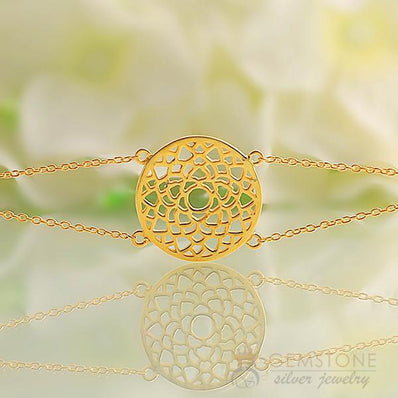 14KT YELLOW GOLD -CROWN CHAKRA BRACELET - Gemstone Silver Jewelry