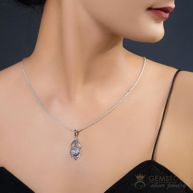Moonstone Pendant-Silent Passion - Gemstone Silver Jewelry