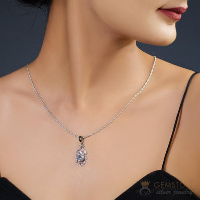 Moonstone Pendant-Crisp Flame - Gemstone Silver Jewelry