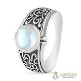 Moonstone Ring-Obsidian Folklore