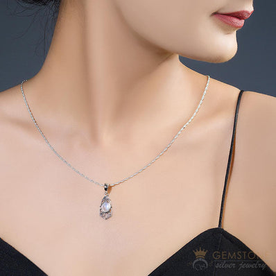Moonstone Pendant-Mystic moon - Gemstone Silver Jewelry