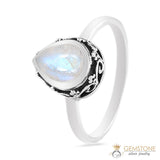 Moonstone Ring-Ornamented Teardrop