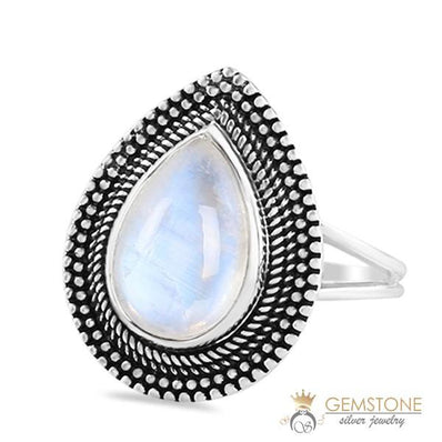 Moonstone Ring-Dreamy Teardrop