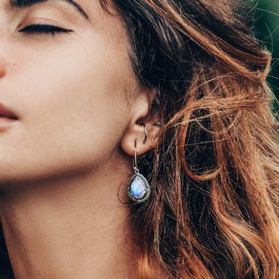 Moonstone Earring-Moonlit Droplet - Gemstone Silver Jewelry