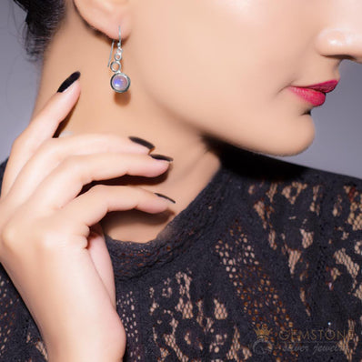 Moonstone Earring-Bubble Leaf - Gemstone Silver Jewelry