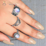 Moonstone Ring-Delicate Flair - Gemstone Silver Jewelry