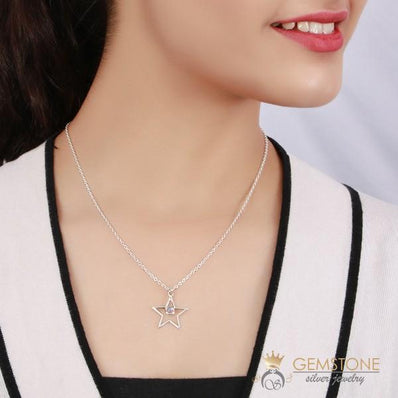 Moonstone Necklace-Moon And Star - Gemstone Silver Jewelry