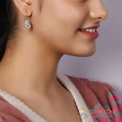 925 STERLING SILVER -OM GOOD KARMA CHAKRA EARRING - Gemstone Silver Jewelry