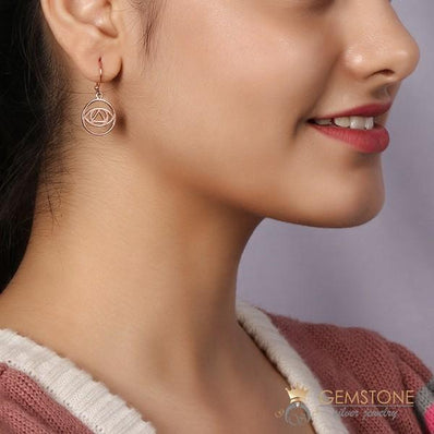 14KT ROSE GOLD -BROW CHAKRA EARRING - Gemstone Silver Jewelry