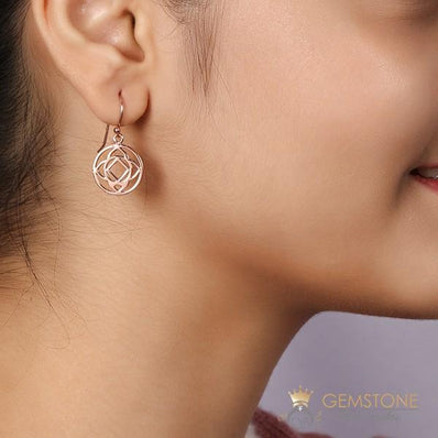 14KT ROSE GOLD -BASE CHAKRA EARRING - Gemstone Silver Jewelry